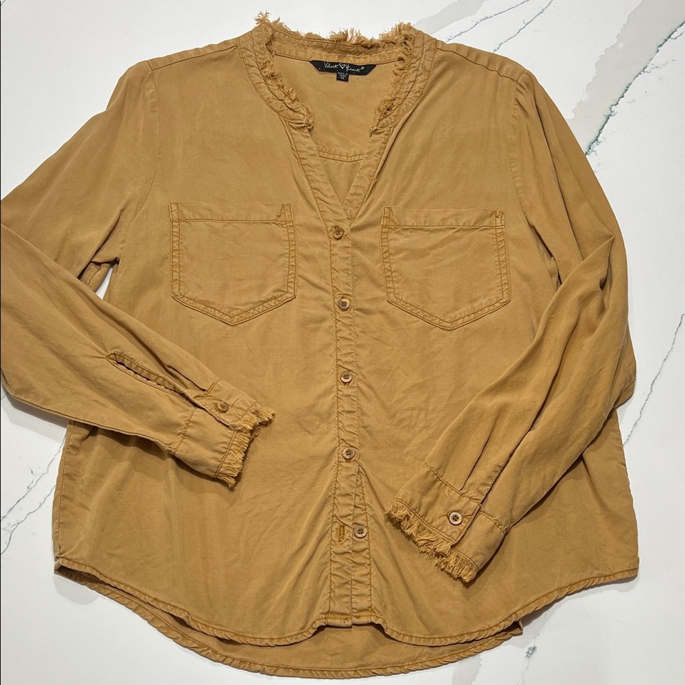 Soft Chambrey Casual Amber Gold Button-Down Shirt